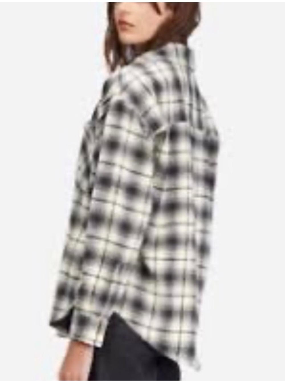 Joie Cream and Black Plaid Button-Down Shirt